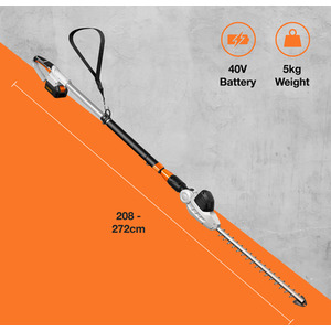 Cordless Pole Hedge Trimmer - Grey by VonHaus