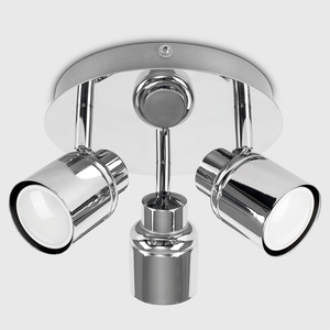 Modern Polished Chrome IP44 Rated 3 Way Round Plate Bathroom Ceiling Spotlight - Silver by ValueLights