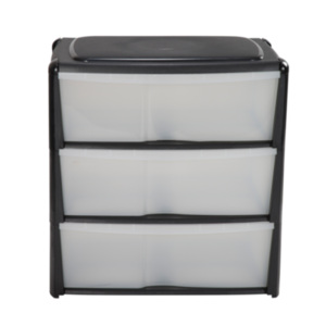 Three Drawer Wide Unit - Black