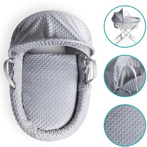 Dimple White Wicker Moses Basket - Grey by Clair de Lune