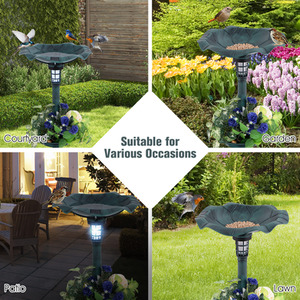 Standing Pedestal Birdbath Feeder Combo by Costway