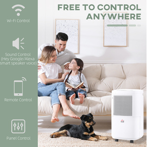 HOMCOM Portable Dehumidifier with WiFi Smart App Control - White, Black by HOMCOM