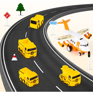 Transport Cargo Airplane Simulated City Race Track Car Toys Set