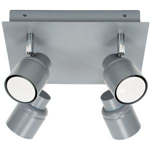 Benton IP44 Square 4 Way Bathroom Ceiling Light with Warm LED Bulbs - Grey by ValueLights