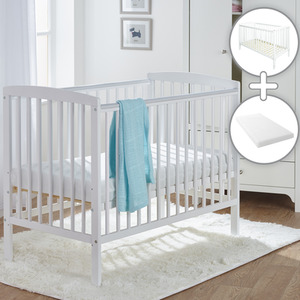 Sydney Cot White with Kinder Flow Mattress by Kinder Valley