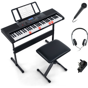 61-Key Portable Electronic Keyboard Piano - Black by Costway