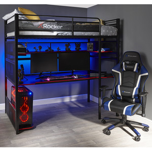 Battlebunk Gaming High Sleeper Bed with Desk - Black by X Rocker