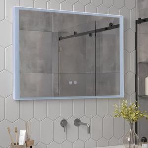 Frameless Anti-Fog LED Bathroom Wall Mirror - White by Livingandhome