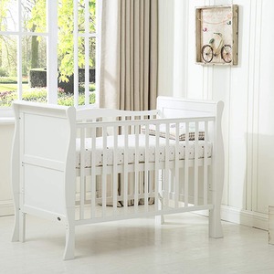 Savannah Sleigh Wooden Baby Cot Bed with Mattress - White by Mcc Direct
