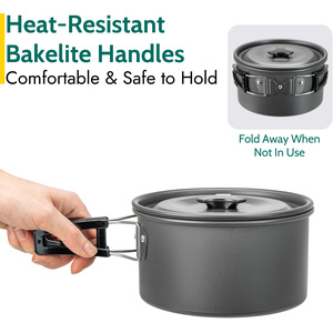 Camping Cookware 16Pc Set 2 Person with Kettle - Black by Trail