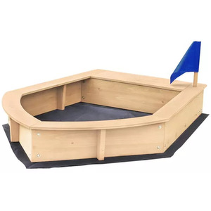 Kids Boat Sandpit with Seating and Cover - Natural by Liberty House Toys