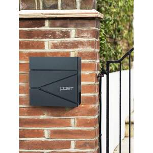 Lockable Post Box Mounted on the Wall - Grey by SONGMICS