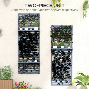 Outsunny Wall Mounted Plant Stands Set of 2 with Slatted Trellis by Outsunny