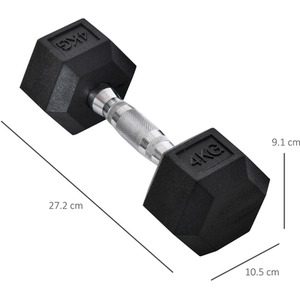 HOMCOM Hex Dumbbell Rubber Weights Sets - Black-2x4kg / 8.1kg by HOMCOM