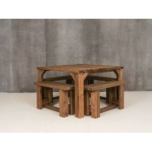 Quadrum Picnic Table With 4 Benches - Rustic brown by Quadrum