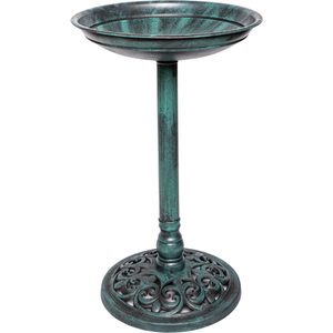 63cm Tall 40cm Diameter Traditional Resin Garden Bird Bath - Green by Samuel Alexander
