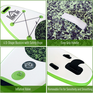 HOMCOM Inflatable Paddle Board Plastic - White, Green by HOMCOM