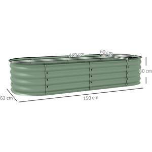 Outsunny Raised Beds for Garden with Safety Edging, 150 x 62 x 30cm, Green - Green by Outsunny