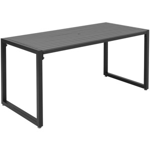 HomeScape Outdoor Dining Set with Benches - Grey Top + Black Frame by Kindred Trading LTD