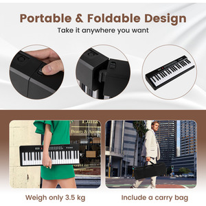 88 Key Foldable Electric Keyboard Piano - Black by Costway