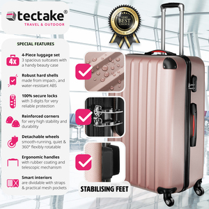 tectake Suitcase Set 4-Piece Pucci - Rose Gold by tectake