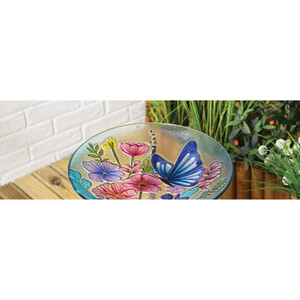 Butterfly Bird Bath with Stand - Multicolour