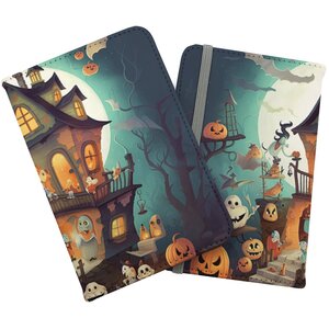 Illustrations A Whimsical Haunted House Passport Cover - Orange by Warren Reed - Designer
