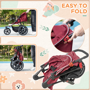 HOMCOM 3 Wheel Pushchair Foldable Baby Stroller with Fully Reclining - Red by HOMCOM