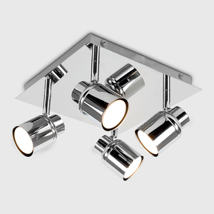 Benton 4 Way Square Spotlight IP44 Adjustable Ceiling Light - Chrome by ValueLights