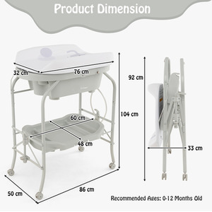 4 in 1 Baby Changing Table - Grey by Costway