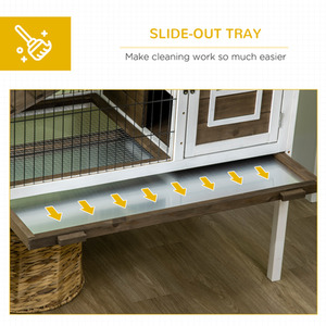 PawHut elevated Wooden Small Animal Cage with Removable Tray - Brown by PawHut