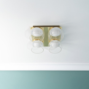 Alissa IP44 Integrated LED 4 Way Ceiling Light with Glass Shades - Gold by ValueLights