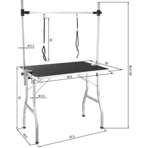 Dog Grooming Table With Two Slings - Black/Silver by tectake