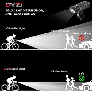 Bike Light Set Waterproof Rechargeable - Black by DYZI