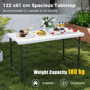 122 cm Portable Camping Table - White by Costway