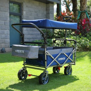 Handcart Premium Foldable with Roof - Transport Trolley - Blue by AREBOS