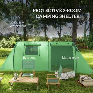 Outsunny 2 Room Camping Tent for 3-4 Man, 3000mm Waterproof by Outsunny