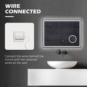 kleankin Bathroom Mirror with Front and Backlit, 3X Magnification, Anti-Fog - Clear by kleankin