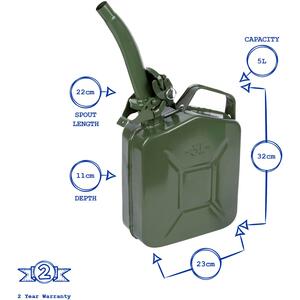 Steel Jerry Can with Spout - 5L - Green by Pro User