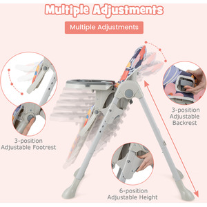 Folding Baby Highchair with Recline Footrest - Blue by Costway