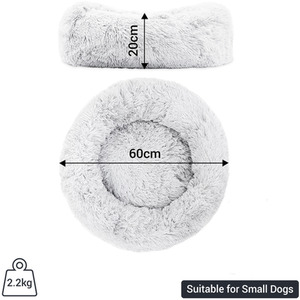 Medium Grey Plush Doughnut Fluffy Dog Bed - Grey by Ultra