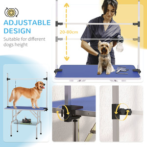 PawHut Metal Adjustable Dog Grooming Table - Blue by PawHut