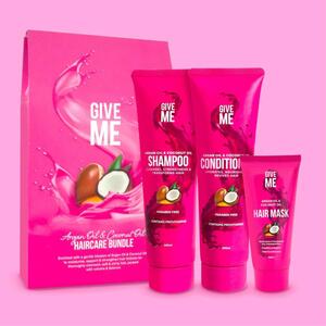 Argan Oil and Coconut Oil Bundle and Hairbrush Collection - Pink by Give Me Cosmetics