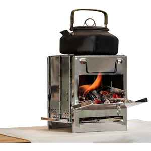 Portable Wood Burning Camping Stove - Silver