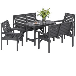 Outsunny 5 Piece Wooden Garden Dining Set - Grey by Outsunny