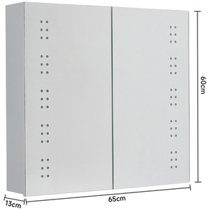 Bathroom 2-bank Dotted Lighted Mirror Cabinet - Silver by Livingandhome