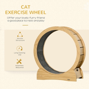 PawHut Cat Treadmill, Wooden Cat Exercise Wheel with Carpeted Runway - Brown / 89cm by PawHut