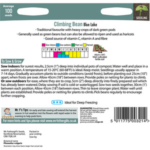 Mr Fothergill's Blue Lake Climbing French Bean Seeds by Mr Fothergill's Seeds