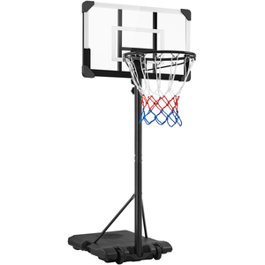 Basketball Hoop with PVC Backboard and Wheels - Black/White by Yaheetech