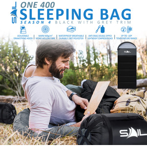 One' 400gsm Sleeping Bag - Black by SAIL